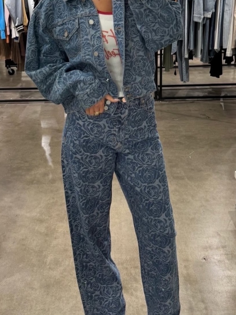 NEW Habitual Blue Floral Print Straight-Leg Jeans